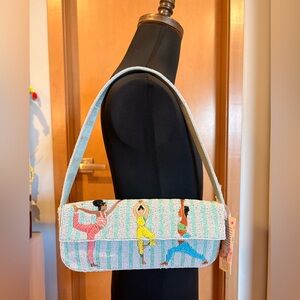 Beaded Yoga Dancer Shoulder Bag - Mint Multicolor